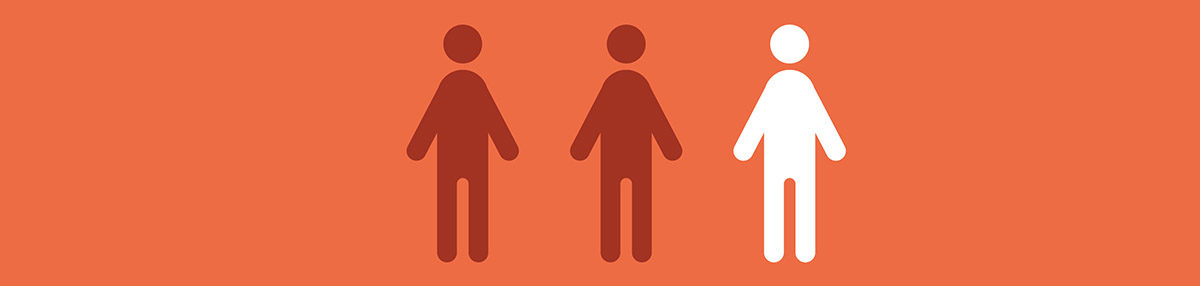 Three universal people with one person highlighted