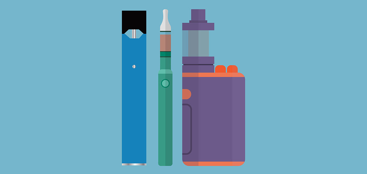 A variety of e-cigarette and vaping products